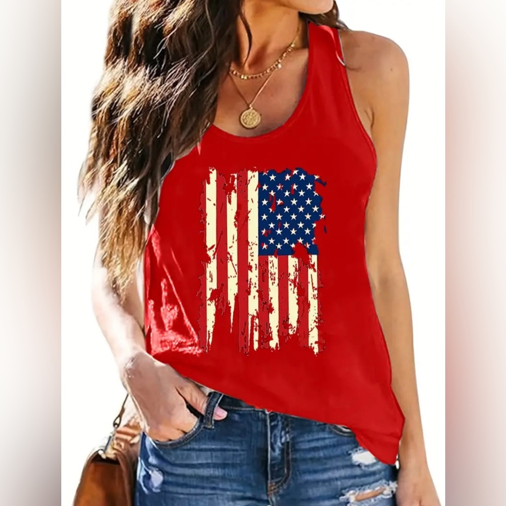 🇺🇸 FLAG RACERBACK RAYON BLEND TANK TOP - Last one!